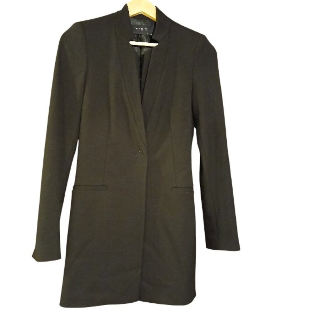 ZARA BASIC Black Single Breast Snap Long Peacoat S -Like new - Picture 2 of 11